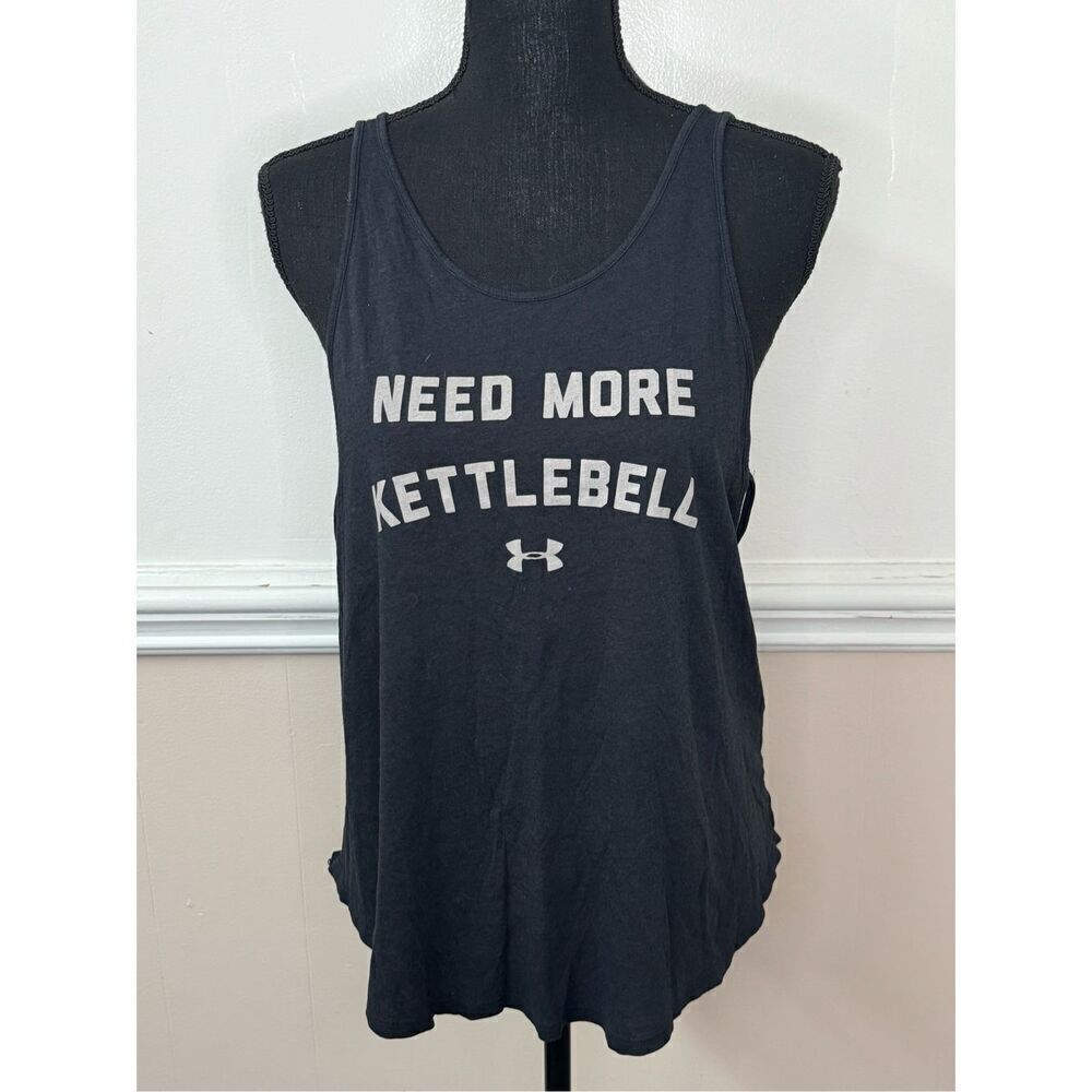 Under Armour Athletic Need More Kettleball Black Heatgear Tank Top Size Large